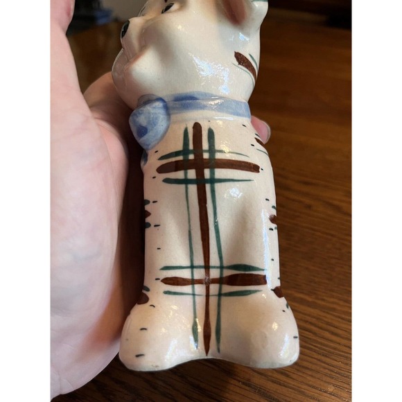 Vintage Japan Ceramic Plaid Puppy Dog Planter Pencil Holder Kitschy MCM - Picture 5 of 7